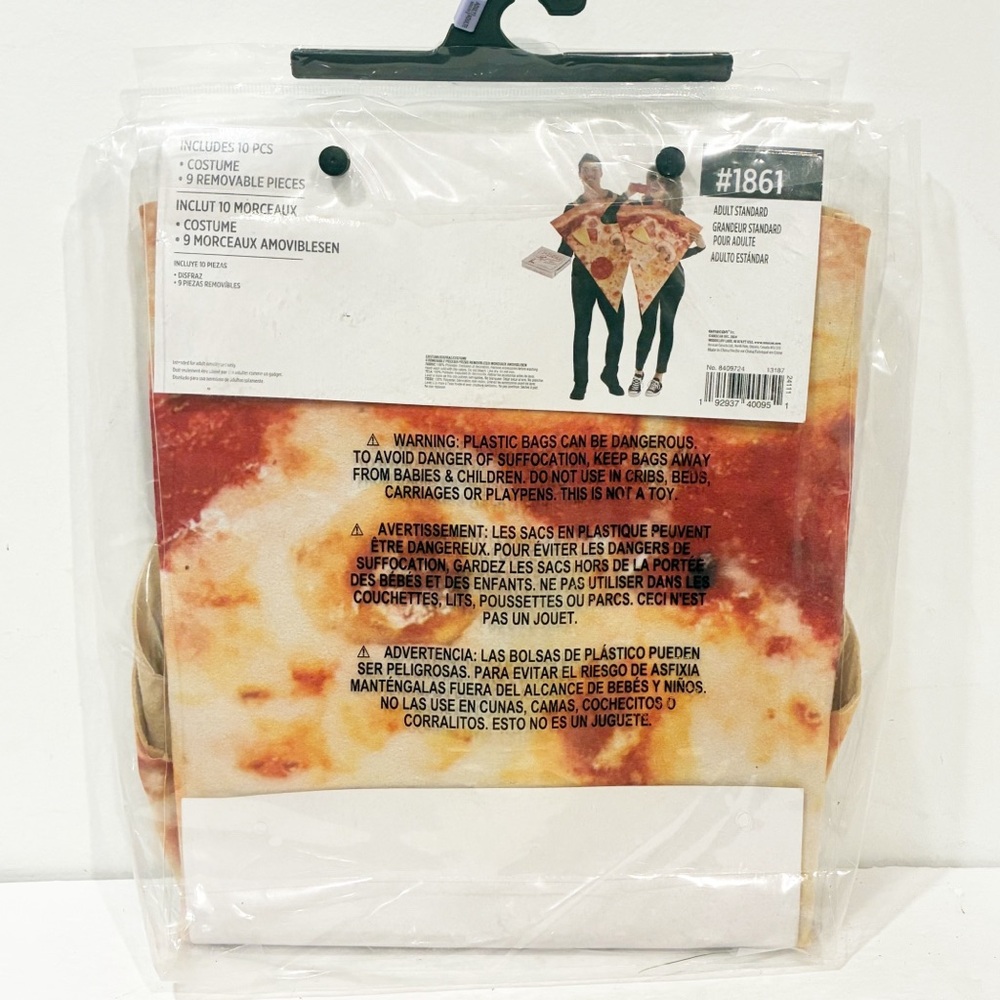 Halloween Pizza Costume Adult Standard Size 10 Removable Pieces‎ NEW - Picture 3 of 3